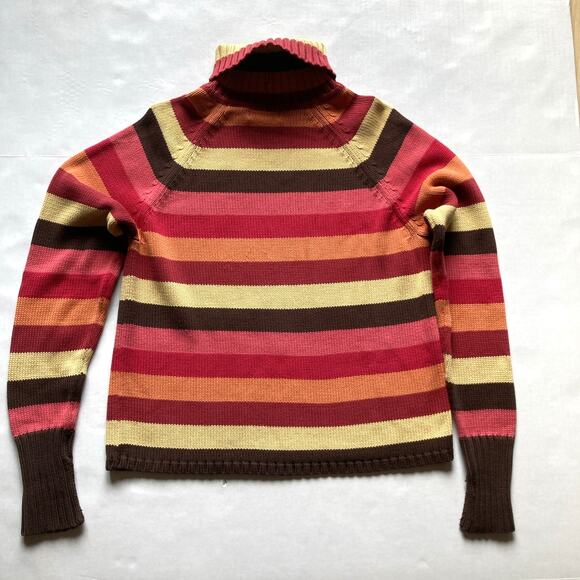 Vintage Jeanne Pierre Turtleneck Sweater Womens Medium Multi Striped Y2K - Picture 7 of 10